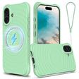 For iPhone 16 Wave Texture MagSafe Magnetic Liquid Silicone Phone Case(Green) - iPhone 16 Cases by PMC TechLife | Online Shopping South Africa | PMC TechLife | Buy Now Pay Later Mobicred