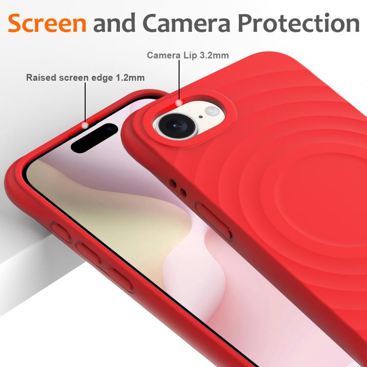 For iPhone 16e Wave Texture MagSafe Magnetic Liquid Silicone Phone Case(Red) - iPhone 16e Cases by PMC TechLife | Online Shopping South Africa | PMC TechLife | Buy Now Pay Later Mobicred