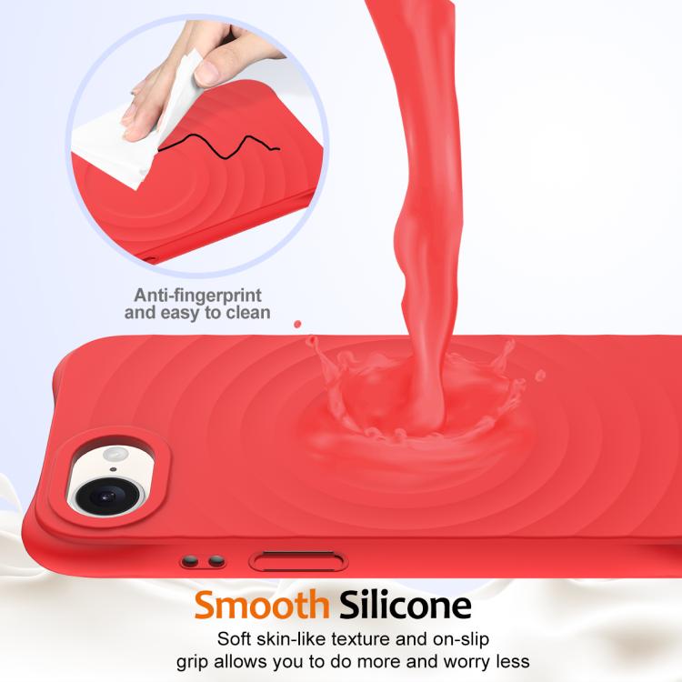 For iPhone 16e Wave Texture MagSafe Magnetic Liquid Silicone Phone Case(Red) - iPhone 16e Cases by PMC TechLife | Online Shopping South Africa | PMC TechLife | Buy Now Pay Later Mobicred