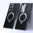 For Samsung Galaxy S24 Ultra 5G Double Ring MagSafe Holder Carbon Fibre Phone Case(Silver) - free shipping - PMC Jewellery - Order now!