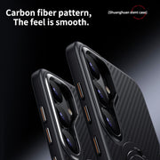 For Samsung Galaxy S25+ 5G Double Ring MagSafe Holder Carbon Fibre Phone Case(Silver)