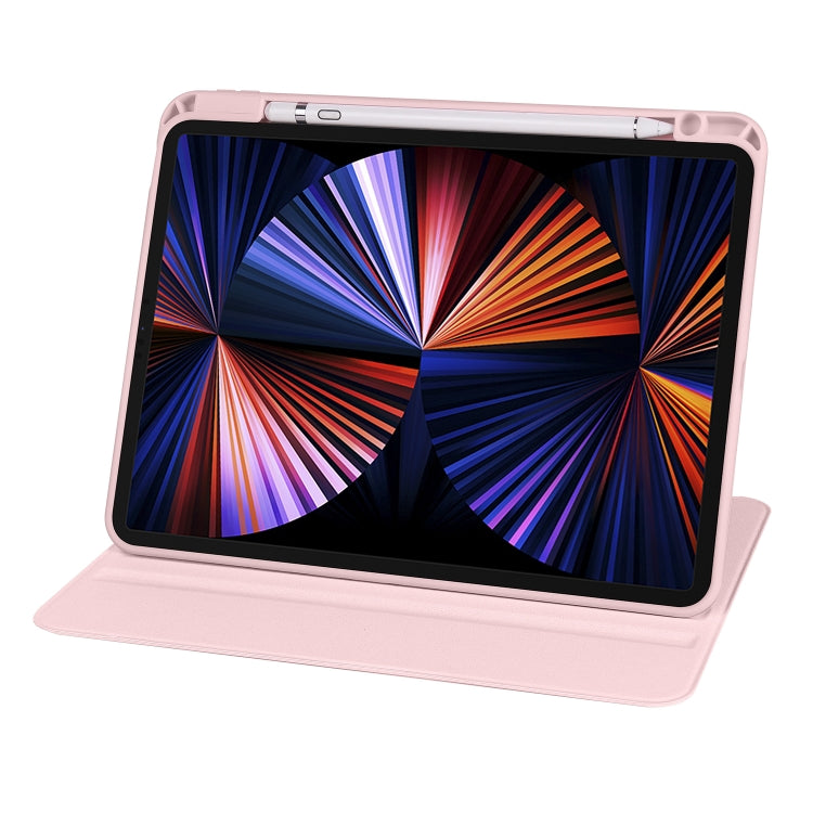 For iPad Air 11 2024 Acrylic 360 Degree Rotation Holder Leather Tablet Case(Sand Pink)