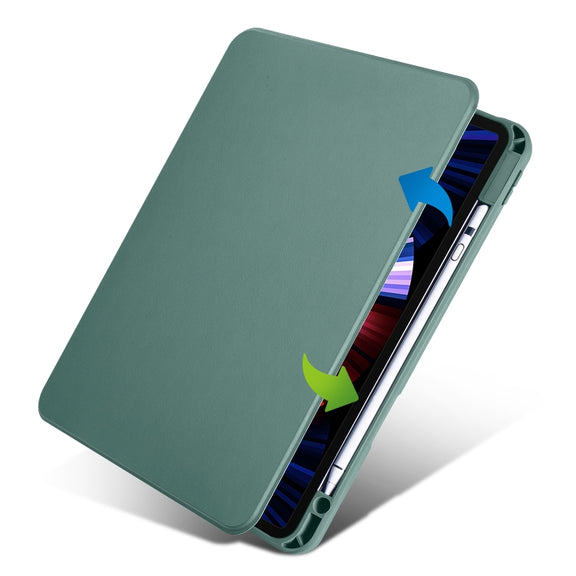 For iPad Air 11 2025 / 2024 Acrylic 360 Degree Rotation Holder Leather Tablet Case(Pine Green)