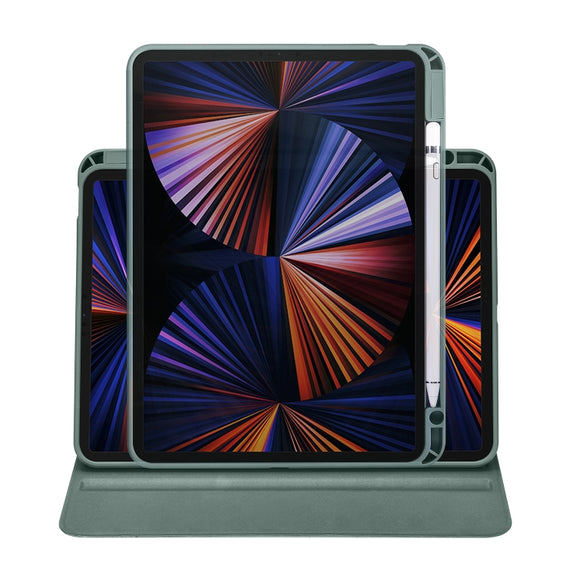 For iPad Air 11 2025 / 2024 Acrylic 360 Degree Rotation Holder Leather Tablet Case(Pine Green)