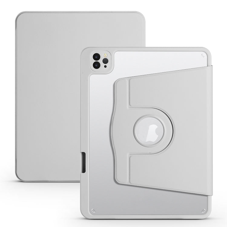 For iPad Air 11 2024 Acrylic 360 Degree Rotation Holder Leather Tablet Case(Fog Grey) - iPad Air 11 2024 Cases by PMC TechLife | Online Shopping South Africa | PMC TechLife | Buy Now Pay Later Mobicred