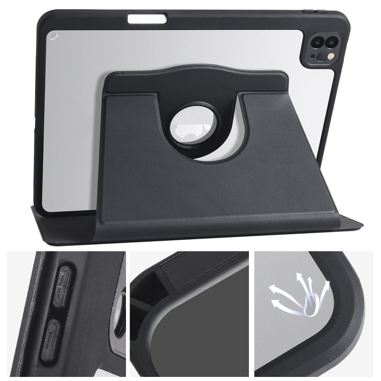 For iPad Air 13 2024 Acrylic 360 Degree Rotation Holder Leather Tablet Case(Black) - iPad Air 13 2024 Cases by PMC TechLife | Online Shopping South Africa | PMC TechLife | Buy Now Pay Later Mobicred