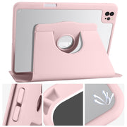 For iPad Air 13 2024 Acrylic 360 Degree Rotation Holder Leather Tablet Case(Sand Pink)