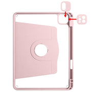 For iPad Air 13 2024 Acrylic 360 Degree Rotation Holder Leather Tablet Case(Sand Pink)