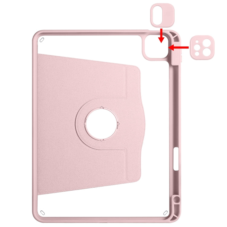 For iPad Air 13 2024 Acrylic 360 Degree Rotation Holder Leather Tablet Case(Sand Pink)