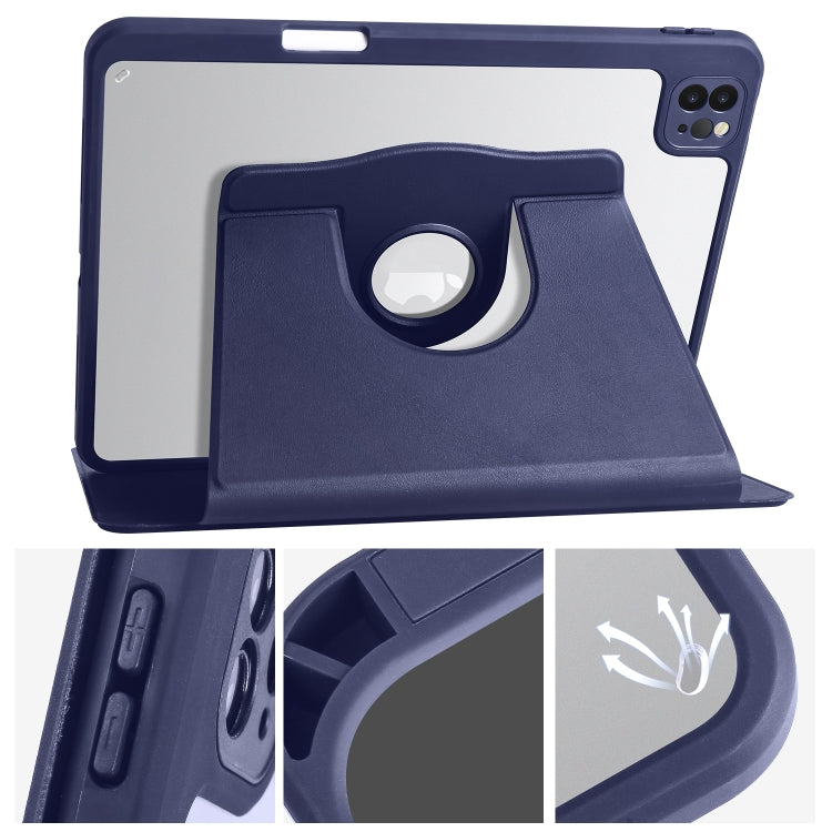 For iPad Air 13 2025 / 2024 Acrylic 360 Degree Rotation Holder Leather Tablet Case(Dark Blue) - free shipping - PMC TechLife - Order now!