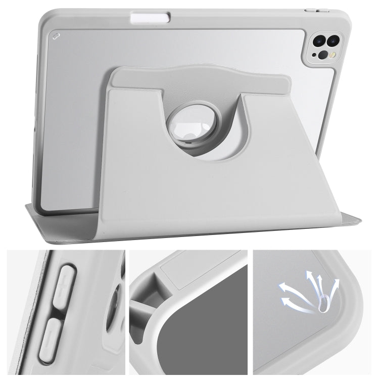 For iPad Air 13 2025 / 2024 Acrylic 360 Degree Rotation Holder Leather Tablet Case(Fog Grey) - More iPad Cases by PMC TechLife | Online Shopping South Africa | PMC TechLife | Buy Now Pay Later Mobicred