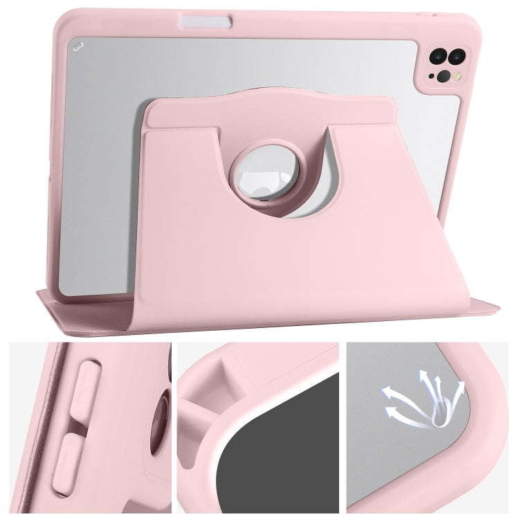 For iPad Pro 11 2024 Acrylic 360 Degree Rotation Holder Leather Tablet Case(Sand Pink) - iPad Pro 11 2024 Cases by PMC TechLife | Online Shopping South Africa | PMC TechLife | Buy Now Pay Later Mobicred