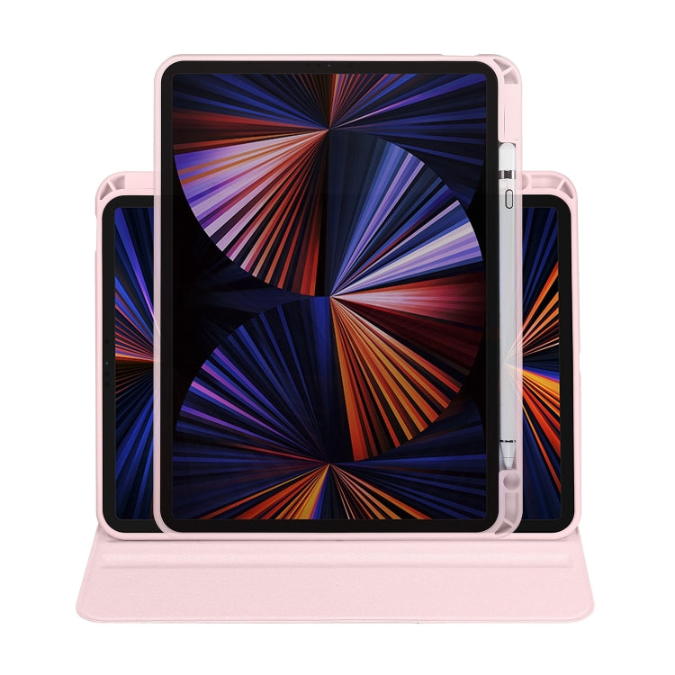 For iPad Pro 11 2024 Acrylic 360 Degree Rotation Holder Leather Tablet Case(Sand Pink) - iPad Pro 11 2024 Cases by PMC TechLife | Online Shopping South Africa | PMC TechLife | Buy Now Pay Later Mobicred