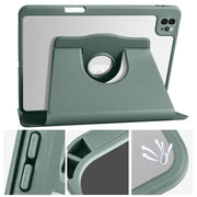 For iPad Pro 11 2024 Acrylic 360 Degree Rotation Holder Leather Tablet Case(Pine Green)