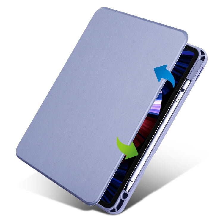 For iPad Pro 11 2024 Acrylic 360 Degree Rotation Holder Leather Tablet Case(Lavender Purple)