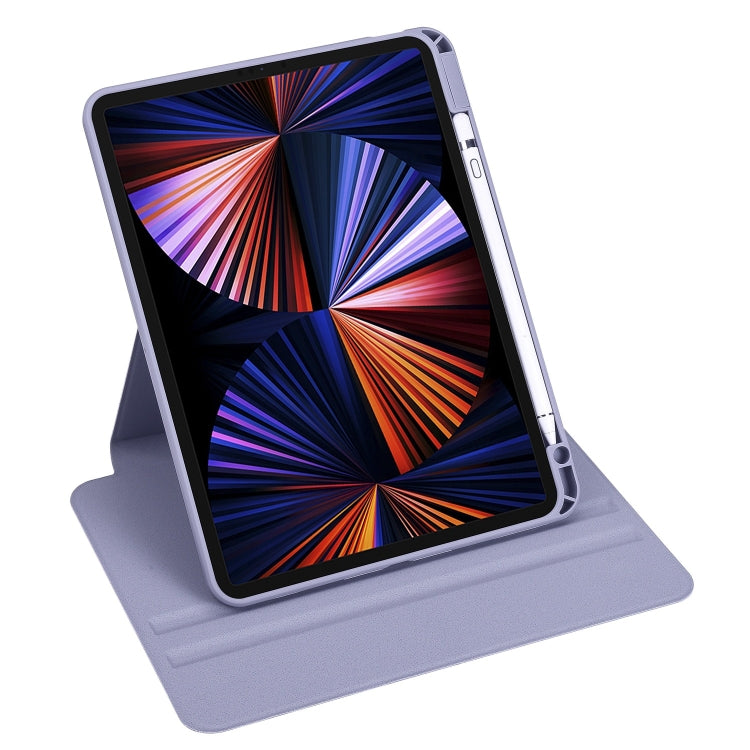For iPad Pro 11 2024 Acrylic 360 Degree Rotation Holder Leather Tablet Case(Lavender Purple)