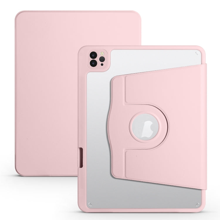 For iPad Pro 13 2024 Acrylic 360 Degree Rotation Holder Leather Tablet Case(Sand Pink) - iPad Pro 13 2024 Cases by PMC TechLife | Online Shopping South Africa | PMC TechLife | Buy Now Pay Later Mobicred
