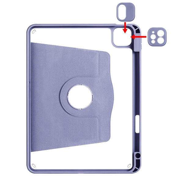 For iPad Pro 13 2024 Acrylic 360 Degree Rotation Holder Leather Tablet Case(Lavender Purple)