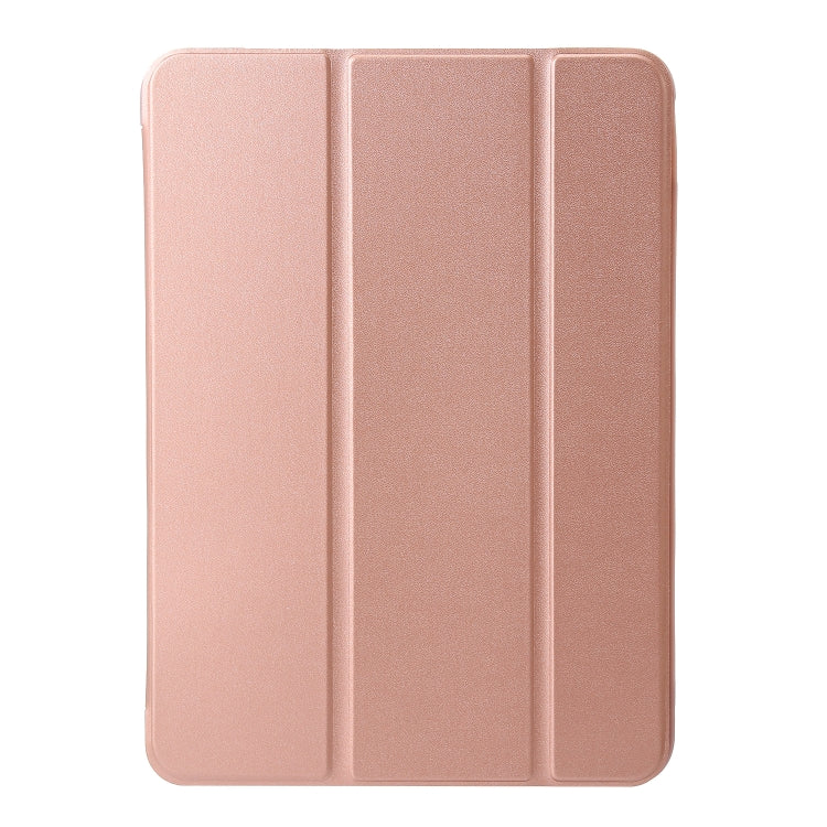 For iPad Pro 13 2024 Three-fold Holder Flip Tablet Leather Case(Rose Gold)