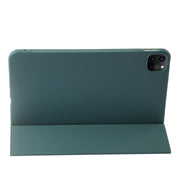 For iPad Pro 13 2024 Three-fold Holder Flip Tablet Leather Case(Dark Green)