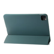 For iPad Pro 13 2024 Three-fold Holder Flip Tablet Leather Case(Dark Green)