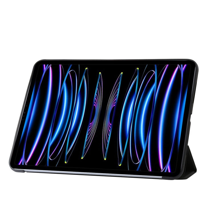 For iPad Pro 13 2024 Three-fold Holder Flip Tablet Leather Case(Black) - iPad Pro 13 2024 Cases by PMC TechLife | Online Shopping South Africa | PMC TechLife | Buy Now Pay Later Mobicred