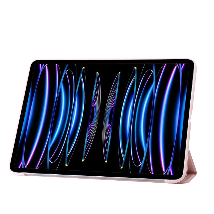 For iPad Pro 13 2024 Three-fold Holder Flip Tablet Leather Case(Light Pink) - iPad Pro 13 2024 Cases by PMC TechLife | Online Shopping South Africa | PMC TechLife | Buy Now Pay Later Mobicred