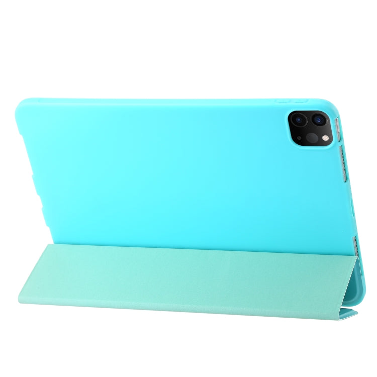 For iPad Pro 13 2024 Three-fold Holder Flip Tablet Leather Case(Mint Blue) - iPad Pro 13 2024 Cases by PMC TechLife | Online Shopping South Africa | PMC TechLife | Buy Now Pay Later Mobicred