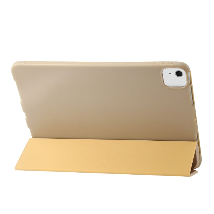 For iPad Air 11 2024 Three-fold Holder Flip Tablet Leather Case(Gold) - iPad Air 11 2024 Cases by PMC TechLife | Online Shopping South Africa | PMC TechLife | Buy Now Pay Later Mobicred