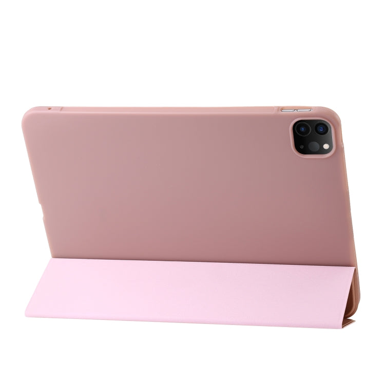 For iPad Pro 11 2024 Three-fold Holder Flip Tablet Leather Case(Rose Gold) - iPad Pro 11 2024 Cases by PMC TechLife | Online Shopping South Africa | PMC TechLife | Buy Now Pay Later Mobicred