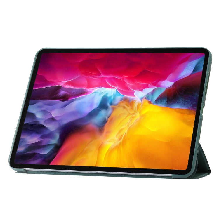For iPad Pro 11 2024 Three-fold Holder Flip Tablet Leather Case(Dark Green) - iPad Pro 11 2024 Cases by PMC TechLife | Online Shopping South Africa | PMC TechLife | Buy Now Pay Later Mobicred