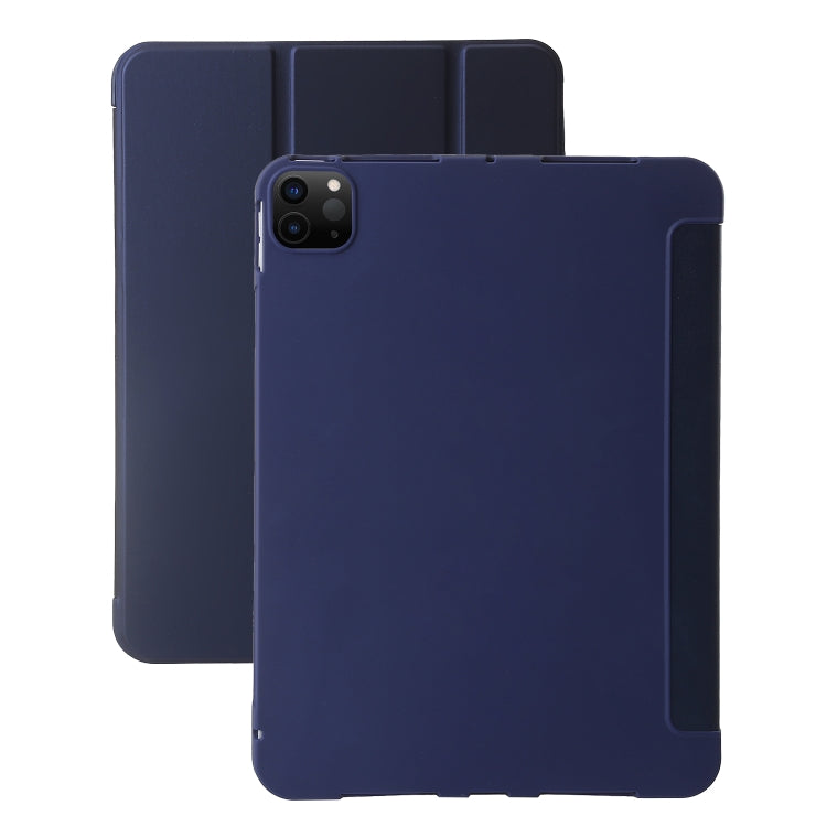 For iPad Pro 11 2024 Three-fold Holder Flip Tablet Leather Case(Dark Blue) - iPad Pro 11 2024 Cases by PMC TechLife | Online Shopping South Africa | PMC TechLife | Buy Now Pay Later Mobicred