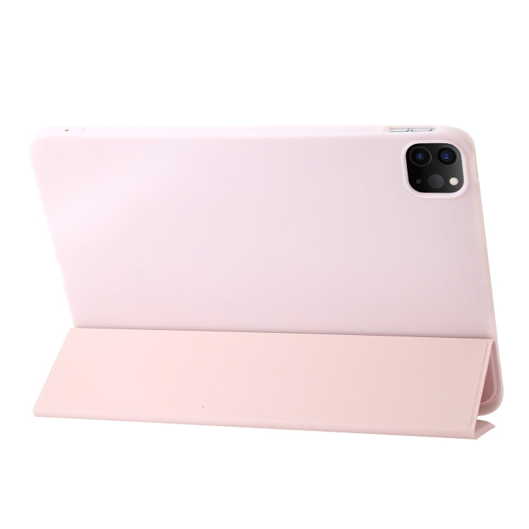 For iPad Pro 11 2024 Three-fold Holder Flip Tablet Leather Case(Light Pink) - iPad Pro 11 2024 Cases by PMC TechLife | Online Shopping South Africa | PMC TechLife | Buy Now Pay Later Mobicred