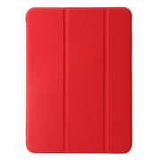 For iPad Pro 11 2024 Three-fold Holder Flip Tablet Leather Case(Red)