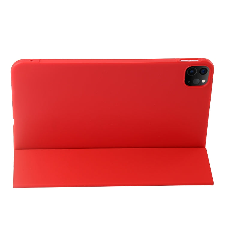 For iPad Pro 11 2024 Three-fold Holder Flip Tablet Leather Case(Red)