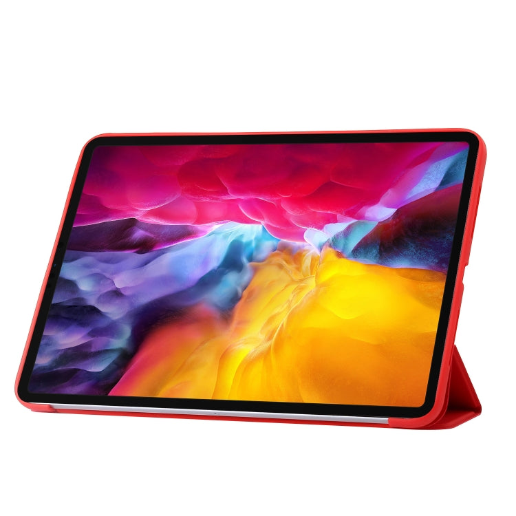 For iPad Pro 11 2024 Three-fold Holder Flip Tablet Leather Case(Red) - iPad Pro 11 2024 Cases by PMC TechLife | Online Shopping South Africa | PMC TechLife | Buy Now Pay Later Mobicred