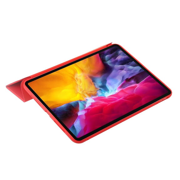For iPad Pro 11 2024 Three-fold Holder Flip Tablet Leather Case(Red)