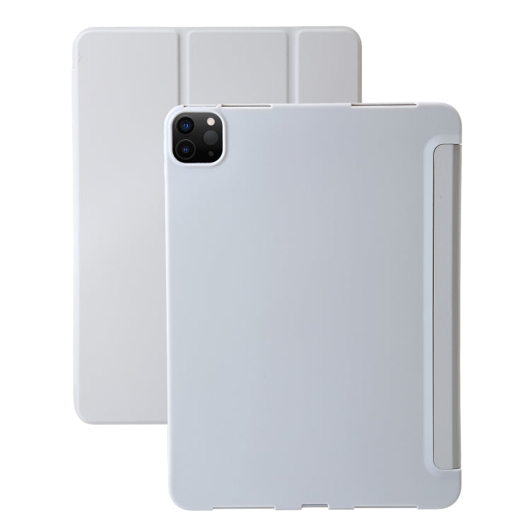 For iPad Pro 11 2024 Three-fold Holder Flip Tablet Leather Case(Grey) - iPad Pro 11 2024 Cases by PMC TechLife | Online Shopping South Africa | PMC TechLife | Buy Now Pay Later Mobicred