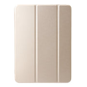 For iPad Pro 11 2024 Three-fold Holder Flip Tablet Leather Case(Gold)