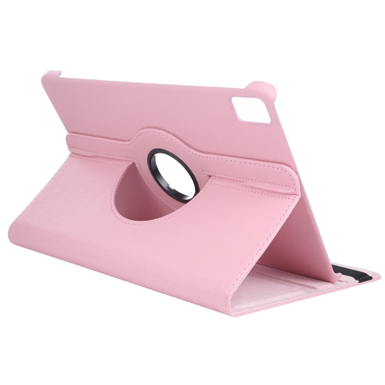 For iPad Air 11 2024 360 Degree Rotation Litchi Texture Leather Tablet Case with Holder(Pink) - iPad Air 11 2024 Cases by PMC TechLife | Online Shopping South Africa | PMC TechLife | Buy Now Pay Later Mobicred