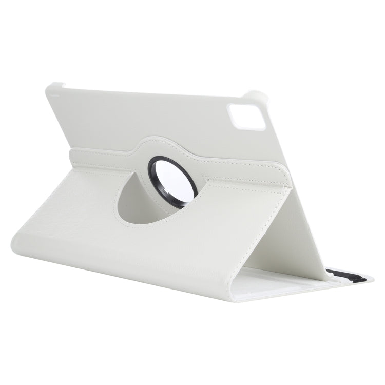 For iPad Pro 11 2024 360 Degree Rotation Litchi Texture Leather Tablet Case with Holder(White) - iPad Pro 11 2024 Cases by PMC TechLife | Online Shopping South Africa | PMC TechLife | Buy Now Pay Later Mobicred