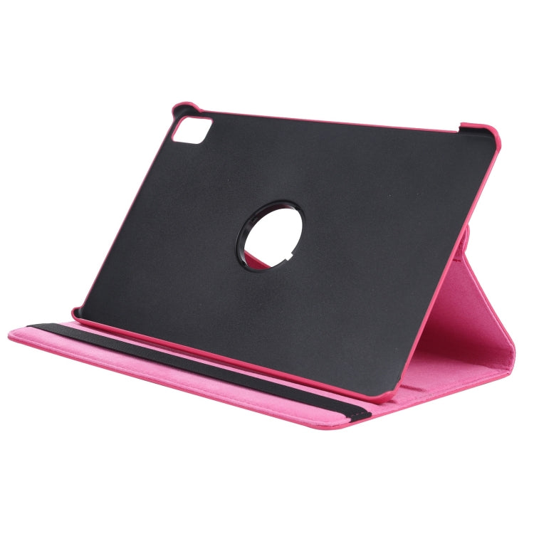 For iPad Pro 11 2024 360 Degree Rotation Litchi Texture Leather Tablet Case with Holder(Rose Red)