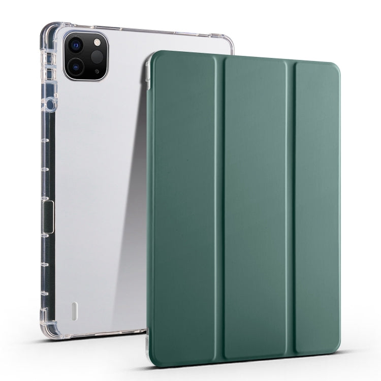 For iPad Pro 13 2024 3-fold Clear TPU Smart Leather Tablet Case with Pen Slot(Dark Green) - iPad Pro 13 2024 Cases by PMC TechLife | Online Shopping South Africa | PMC TechLife | Buy Now Pay Later Mobicred