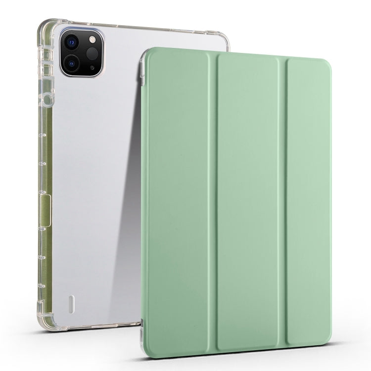 For iPad Pro 13 2024 3-fold Clear TPU Smart Leather Tablet Case with Pen Slot(Green) - iPad Pro 13 2024 Cases by PMC TechLife | Online Shopping South Africa | PMC TechLife | Buy Now Pay Later Mobicred
