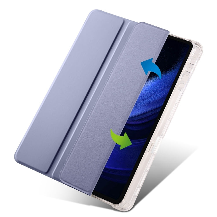 For iPad Pro 13 2024 3-fold Clear TPU Smart Leather Tablet Case with Pen Slot(Lavender Purple) - iPad Pro 13 2024 Cases by PMC TechLife | Online Shopping South Africa | PMC TechLife | Buy Now Pay Later Mobicred