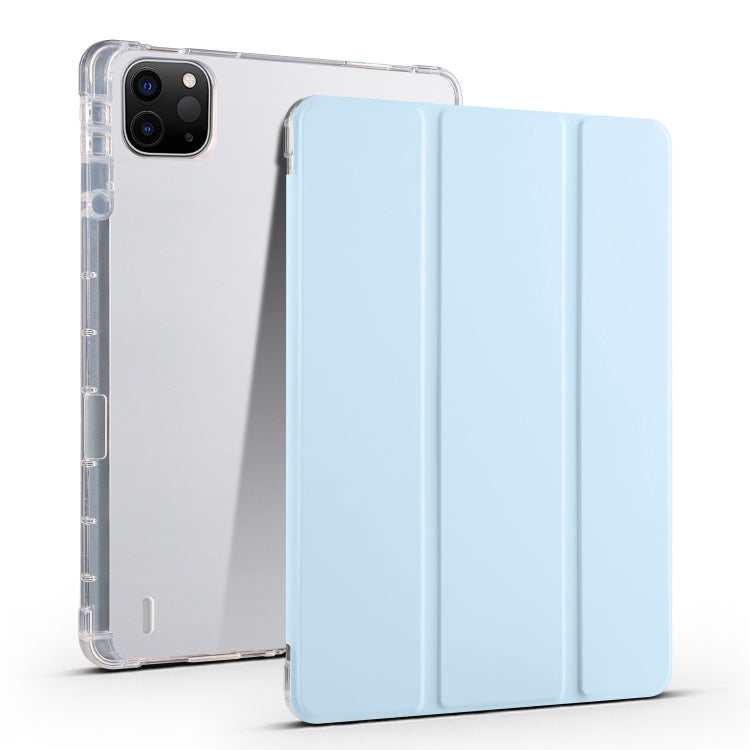 For iPad Air 11 2024 3-fold Clear TPU Smart Leather Tablet Case with Pen Slot(Ice Blue) - iPad Air 11 2024 Cases by PMC TechLife | Online Shopping South Africa | PMC TechLife | Buy Now Pay Later Mobicred