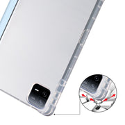 For iPad Air 11 2024 3-fold Clear TPU Smart Leather Tablet Case with Pen Slot(Ice Blue)