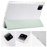 For iPad Air 11 2024 3-fold Clear TPU Smart Leather Tablet Case with Pen Slot(Light Green)