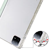 For iPad Air 11 2024 3-fold Clear TPU Smart Leather Tablet Case with Pen Slot(Light Green)