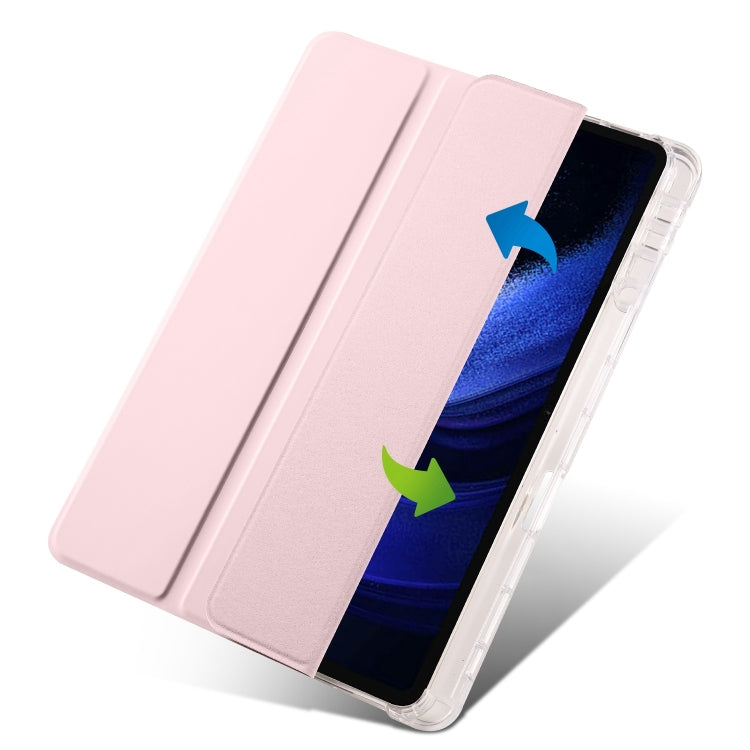 For iPad Air 11 2024 3-fold Clear TPU Smart Leather Tablet Case with Pen Slot(Sand Pink) - iPad Air 11 2024 Cases by PMC TechLife | Online Shopping South Africa | PMC TechLife | Buy Now Pay Later Mobicred